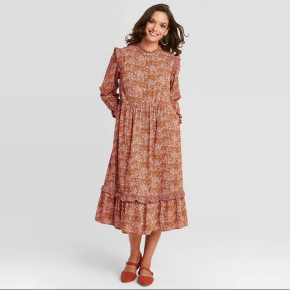 Universal Thread Floral Long Sleeve Dress Multicolor Floral